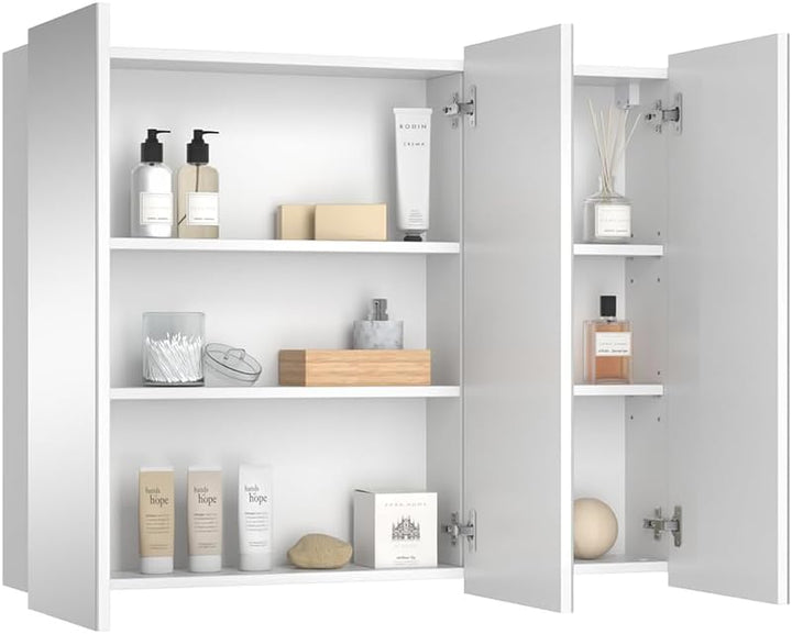 Vicco Bad Spiegelschrank Sola, Weiss, 100 x 79.8 cm mit 3 Türen 100 x 80 cm, 100 x 80 cm