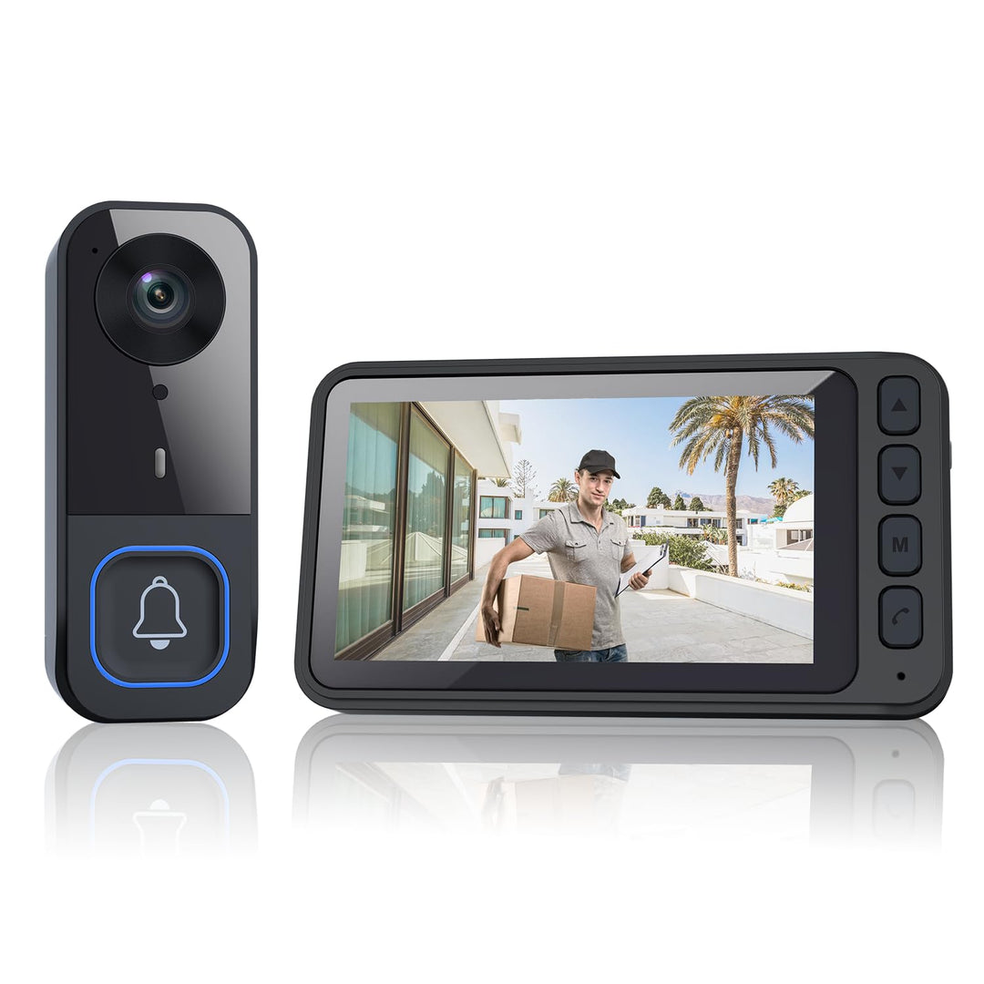 Winnes Kabellose Video Türklingel mit 4,5 Zoll IPS Display, Türklingel ohne WLAN und App, bidirektio
