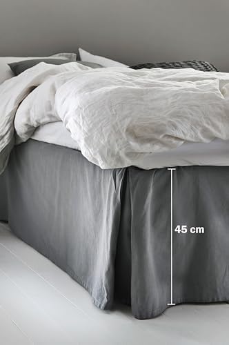 Jotex Colour Betthusse - 100% hochwertige Bio-Baumwolle Bettrock, Höhe 45 cm - Dunkelgrau, 120 x 200