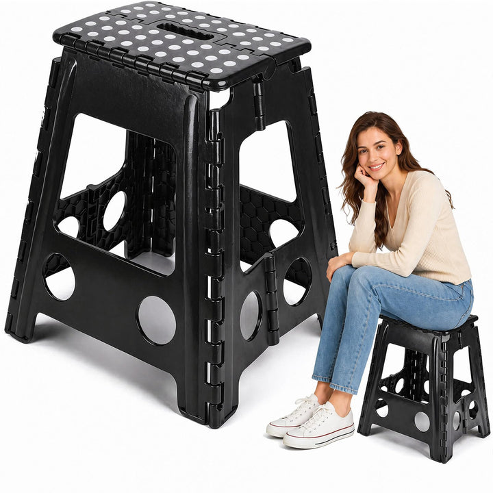 Klapphocker 45 cm,Hocker Klappbar Mit VerstäRktem Pp Kunststoff rutschfest,Schnelle Klappfunktion,Ei