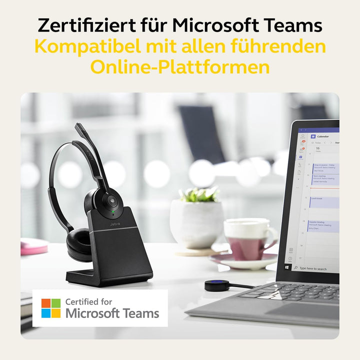 Jabra Engage 55 Schnurloses Stereo-Headset mit Link 400 USB-C DECT-Adapter - Mikrofon mit Geräuschun
