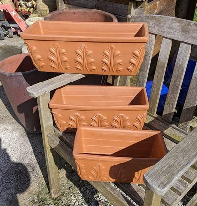 NEU !! Orig. Italienischer Blumenkasten 52 cm aus Terracotta Balkonkasten Pflanzkasten Blumentopf Pf