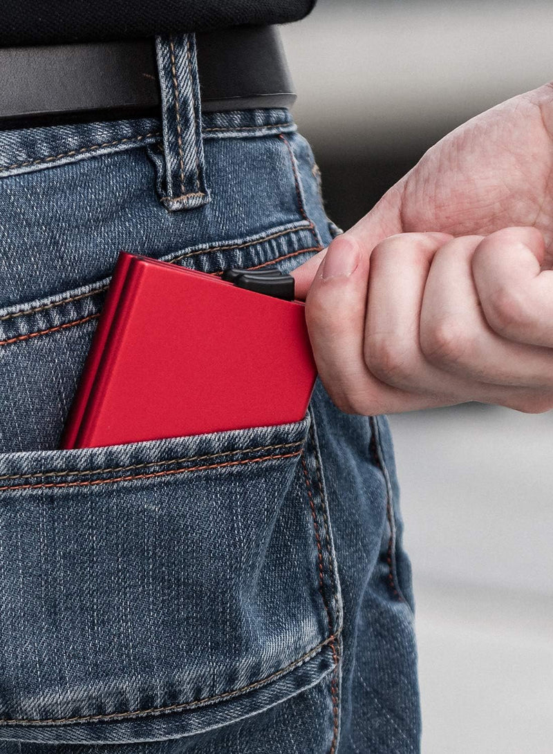 VULKIT Kartenetui Metall mit RFID NFC Schutz Karten Geldbörse Herren Geldbeutel Doppelt Karten Etui