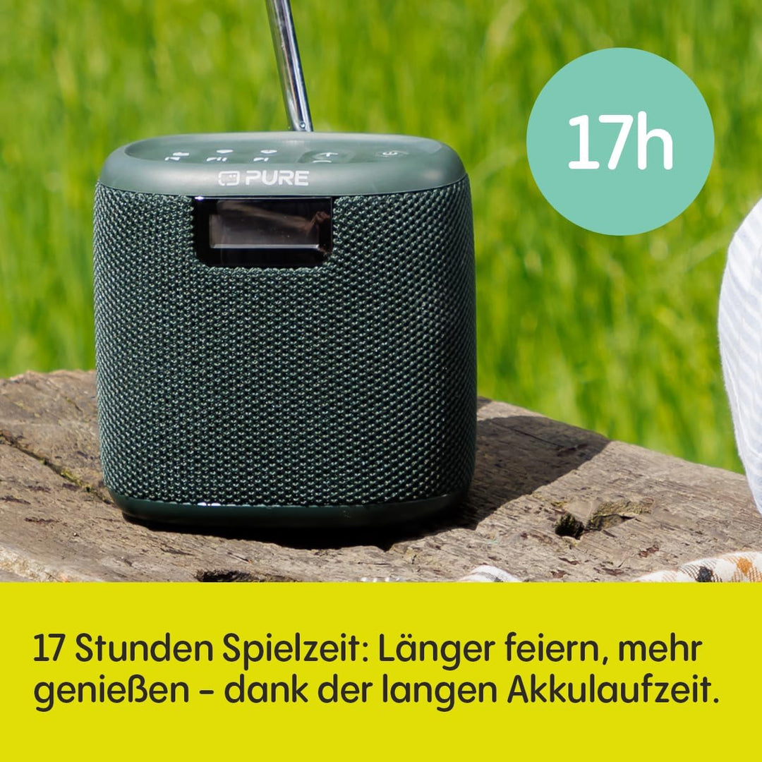 Pure Woodland Mini – Mini Bluetooth Lautsprecher für draussen, wasserdichte Musikbox mit DAB+ & FM R