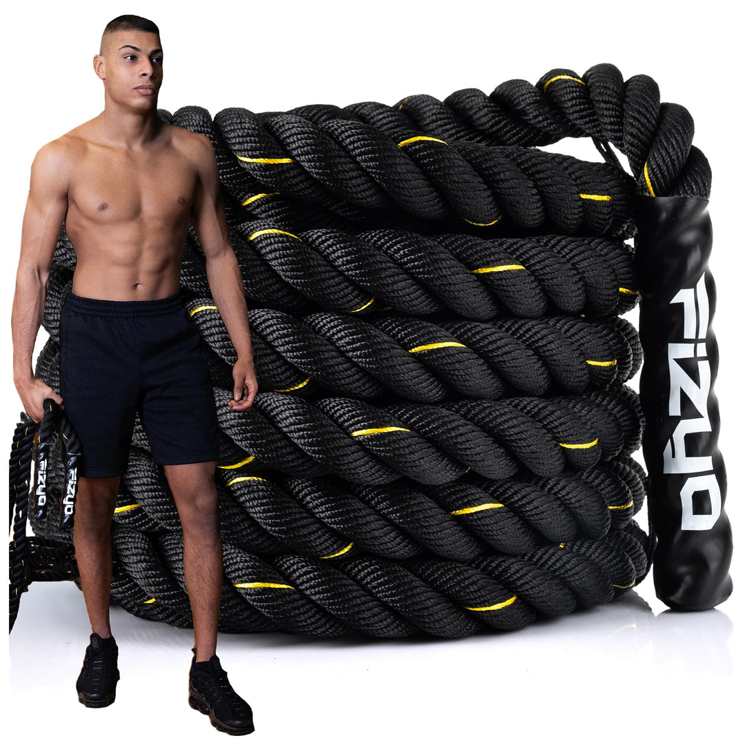 FIZYO Battle Rope 9 m – Trainingsseil Fitness für Functional Training | Robustes Fitness Seil mit Um