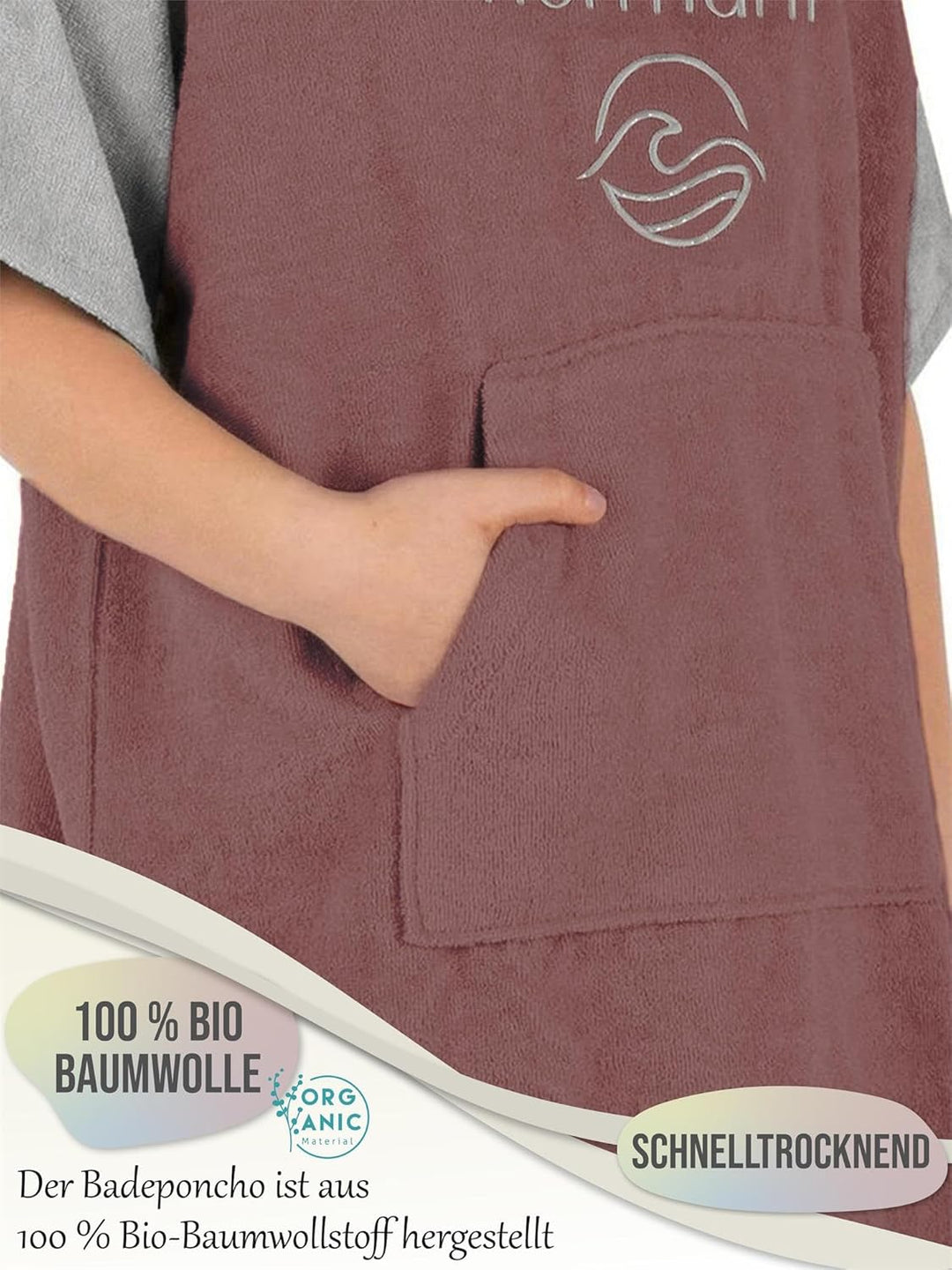 normani Kinder Badeponcho - Badehandtuch aus 100% Bio-Baumwolle - Surfer Poncho mit Kapuze für Junge