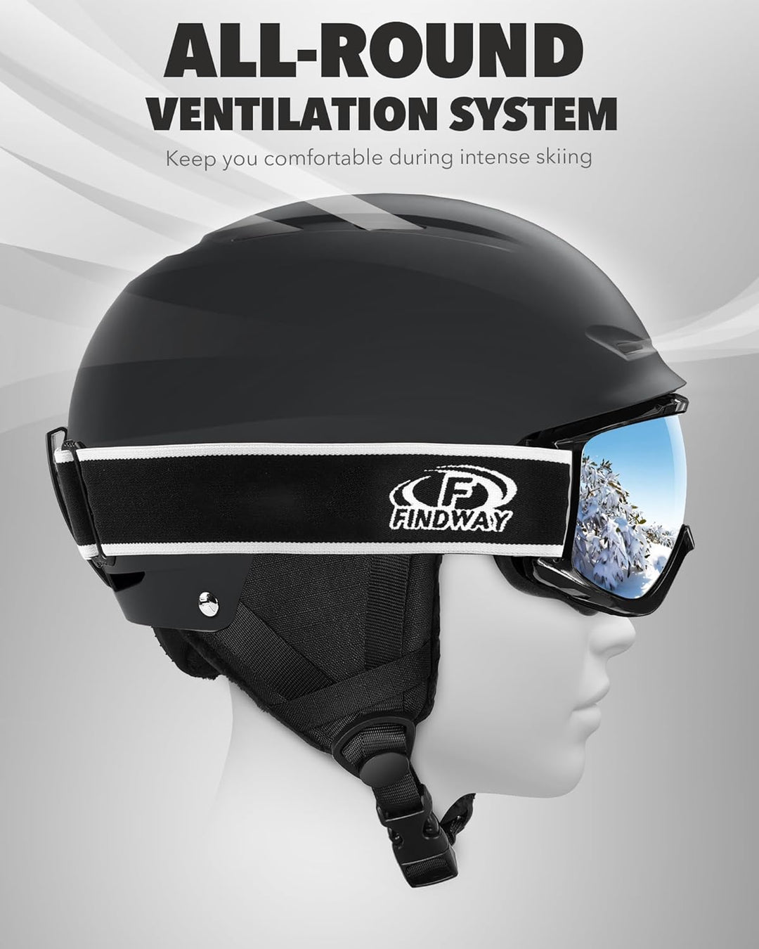 Findway Skihelm und Skibrille Set, SnowboardHelm mit Brille für Damen und Herren Erwachsene Skihelme