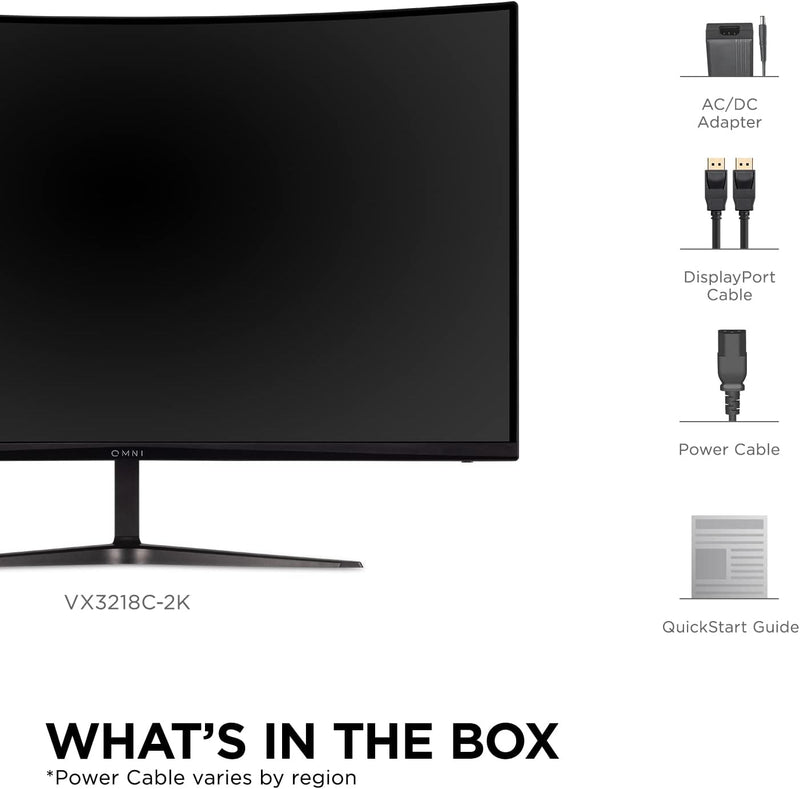 ViewSonic VX3218C-2K 32" QHD VA Curve Frameless Monitor, 165Hz, 1ms MPRT, 2 HDMI, DisplayPort, Speak