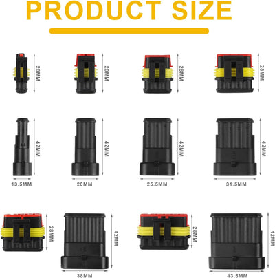 DOCAS 740 Stück Auto wasserdichte KFZ Kabel Steckverbinder, KFZ Stecker Steckverbindung Steckverbind