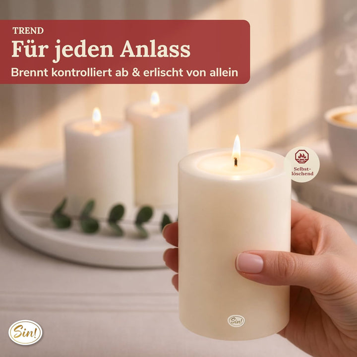 Sin! 3er Set Teelichthalter Trend warmweiss - ∅ 10 cm - Höhen 12/15/18 cm, Dauerkerze mit Teelicht i