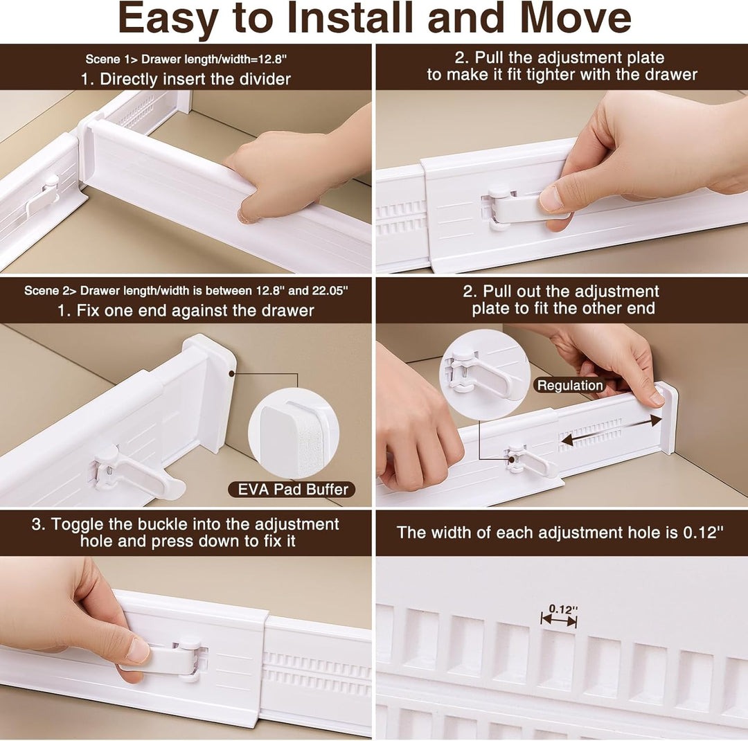 Homsorout 8er Set Schubladentrenner Verstellbar (32.6-56cm) Kunststoff Schubladentrenner, Kleidersch