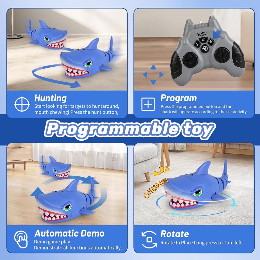 RC Hai Spielzeug 2.4GHz mit Sound &amp; Beiss-Action - Interaktives ferngesteuertes Roboter Auto für Kin