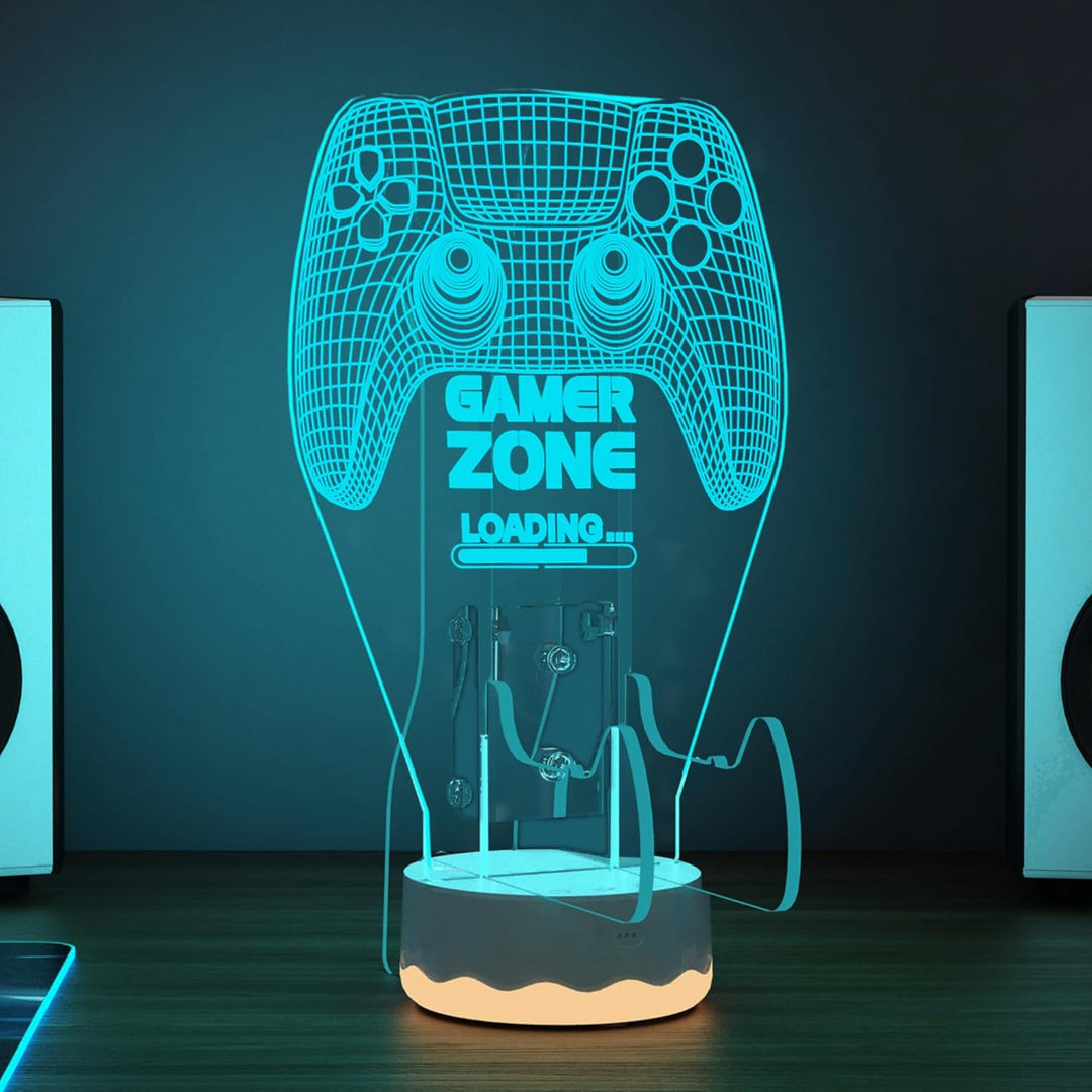 Light Up Headset und Controller Ständer, 16 Farben 3D LED Lichter Gamepad Kopfhörerhalter mit Fernbe