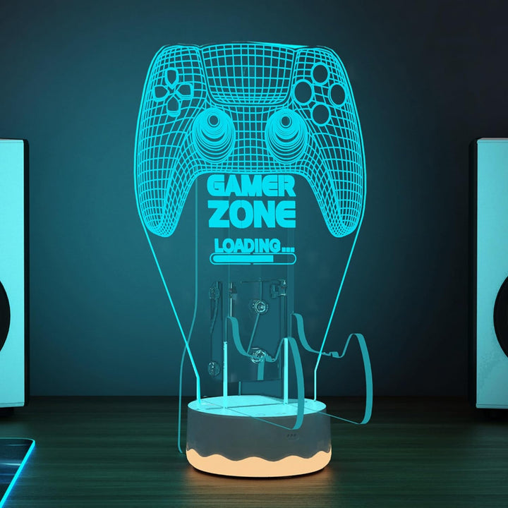 Light Up Headset und Controller Ständer, 16 Farben 3D LED Lichter Gamepad Kopfhörerhalter mit Fernbe