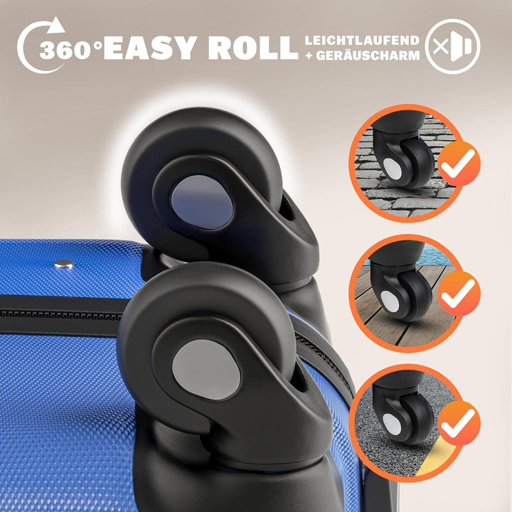 Monzana® Koffer Baseline Handgepäck ABS Hard Case Gehäuse gummierte Rollen Teleskopgriff Zahlenschlo