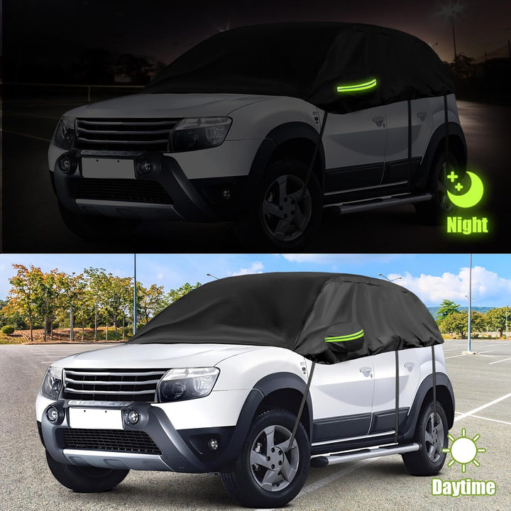 Autoabdeckung Wasserdicht Ersatz für Dacia Duster 2010-2023, Halbgarage, Autohülle Autoplane, Winddi