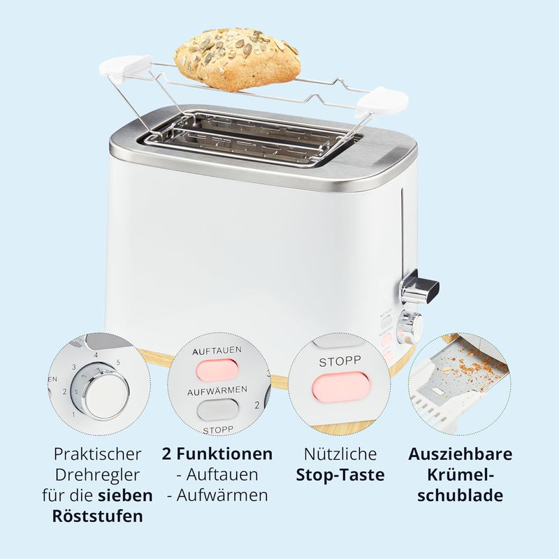 KHG Wasserkocher und Toaster Set 2-teilig | 2.200 & 800 Watt | Frühstücksset mit Kapazität 1,7 Liter