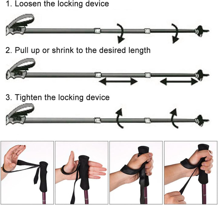 AUTOPkio Walking Stöcke Trekkingstöcke, Nordic Walking Stöcke Verstellbar Aluminium Anti-Schock Lauf