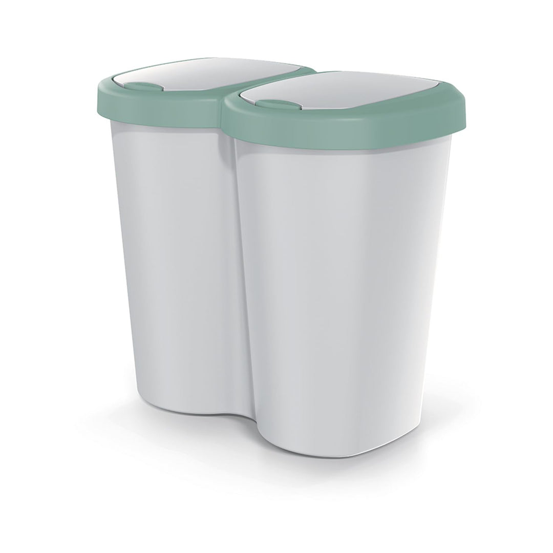 Keden Compacta B Duo 40L Abfalleimer Wandmontage – Einkammer Mülltrennsystem mit Zwei Deckeln, Hygie
