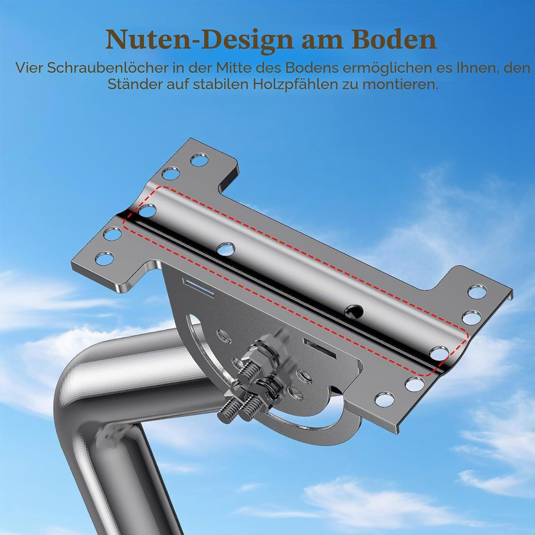 Langer Wand-Antennenhalter - Langer Dachrinnenstab mit 90° Winkel, Verlängerungsrohr, Verbindungsada