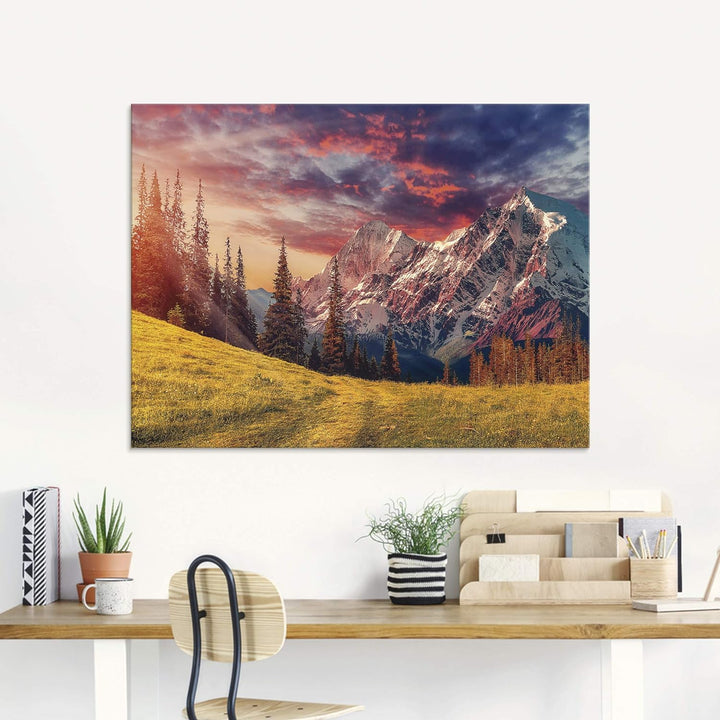 Glasbilder Wandbild Glas Bild einteilig 40x40 cm Quadratisch Alpen Berge Landschaft Natur Gebirge So
