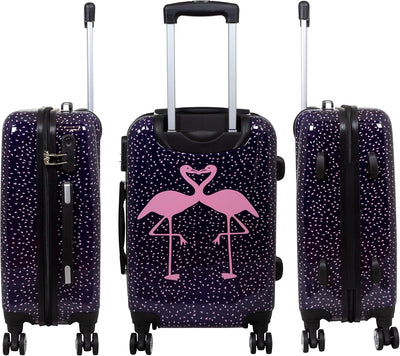 Trendyshop365 bunter Hartschalen Handgepäck Koffer - Flamingo Motiv - 57 Zentimeter 4 Rollen Tiermot