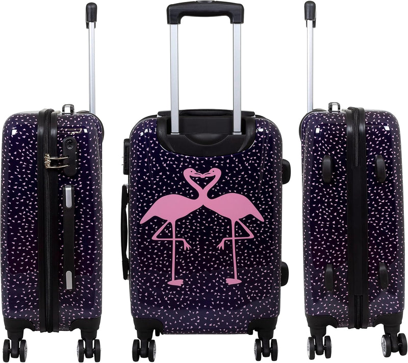 Trendyshop365 grosser bunter Hartschalen Reisekoffer - Flamingo Motiv - 77 Zentimeter 4 Rollen Tierm