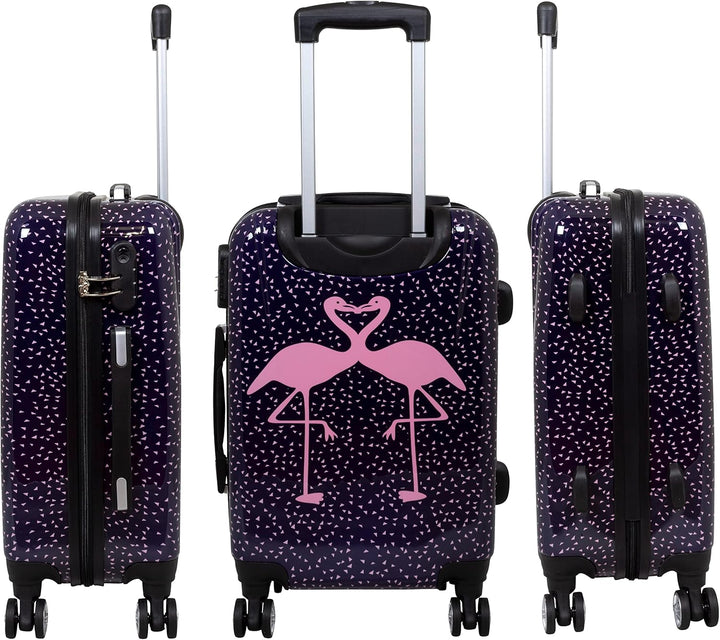 Trendyshop365 bunter praktischer Hartschalen Citykoffer - Flamingo Motiv - 67 Zentimeter 4 Rollen Ti