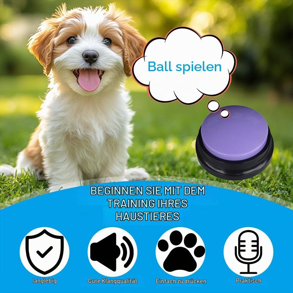 Buzzer mit Aufnahmefunktion, 6 Stück Haustier Talking Training Antwort Buzzer, Haustier Ausbildung T