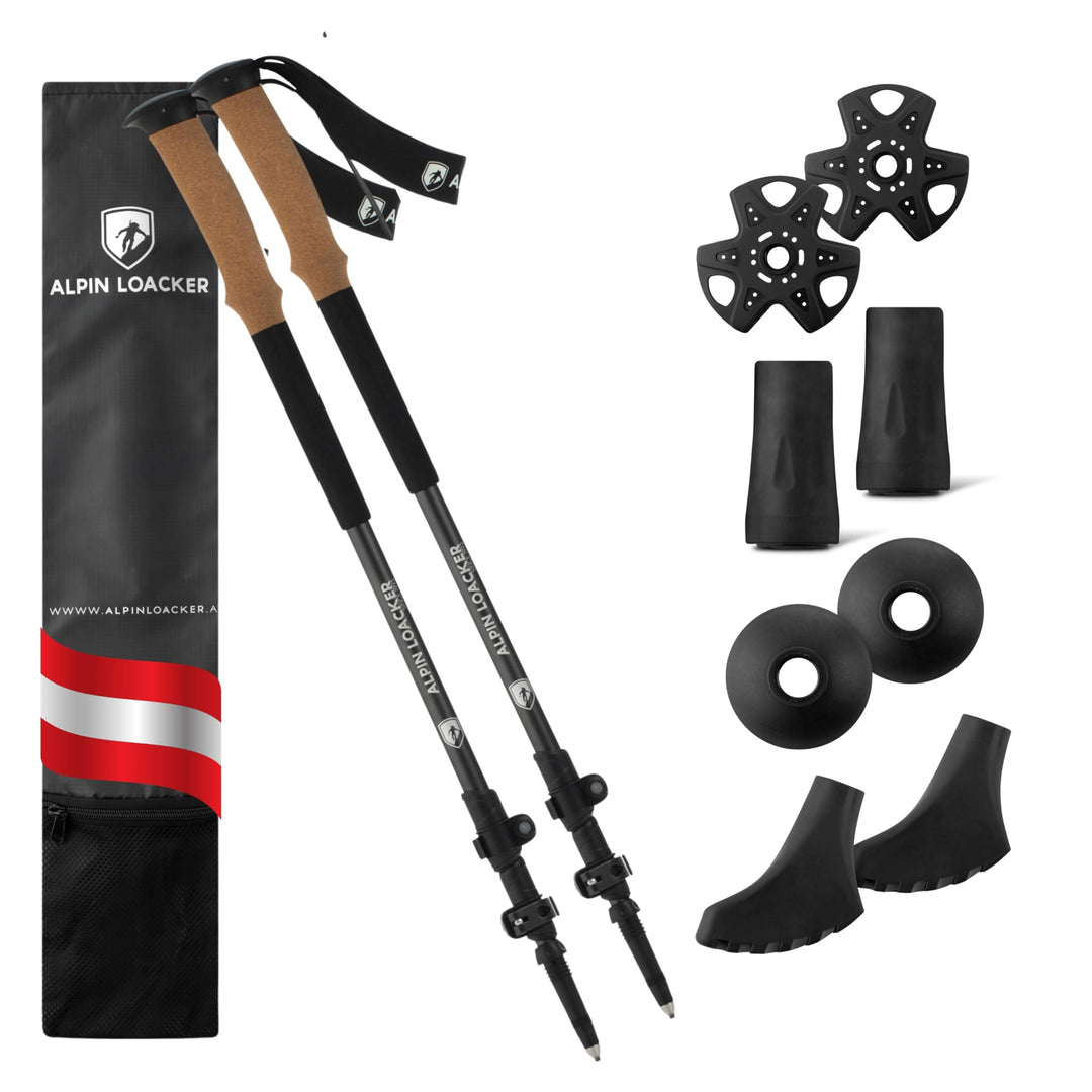 ALPIN LOACKER Teleskop Wanderstöcke Aluminium und Carbon mit Korkgriff I Leichte Nordic Walking Stöc