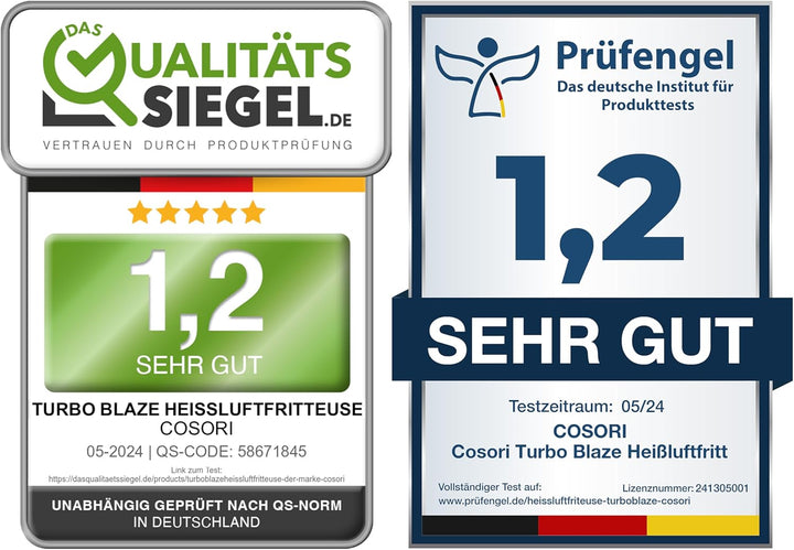 Cosori Turboblaze Heissluftfritteuse Airfryer, 9-in-1 Air Fryer XXL 6L, leiser DC Motor mit 5 Geschw