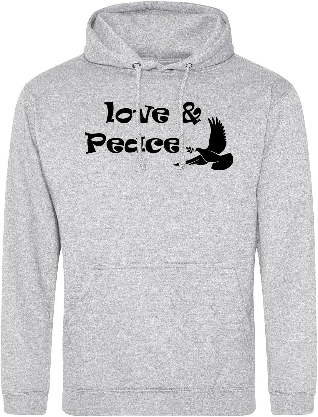 huuraa Unisex Hoodie Love & Peace Taube Pullover Vegan Grösse S Heather Grey mit Friedensmotiv Gesch