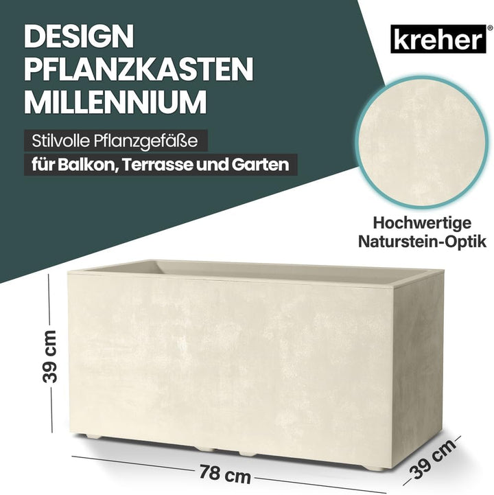 Kreher XL Pflanzkasten Millennium in verschiedenen Formaten und Farben. Tolle Naturstein Optik in Br