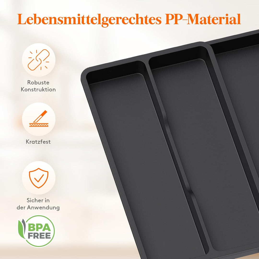 Lifewit Besteckkasten für Schubladen, Küchenutensilien Besteckkasten erweiterbar auf 36,5 cm, Schmal