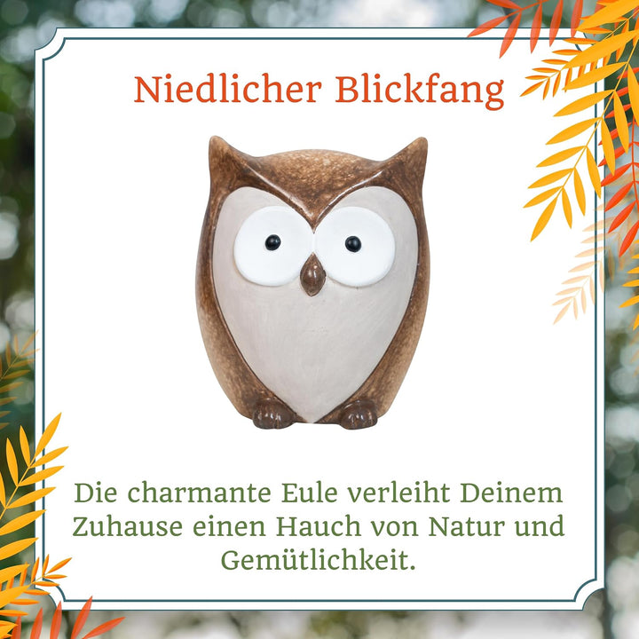 HEITMANN DECO Eulenfigur aus Keramik – Herbst-Deko in Braun/Beige, ca. 21,5cm – Deko-Eule für Fenste