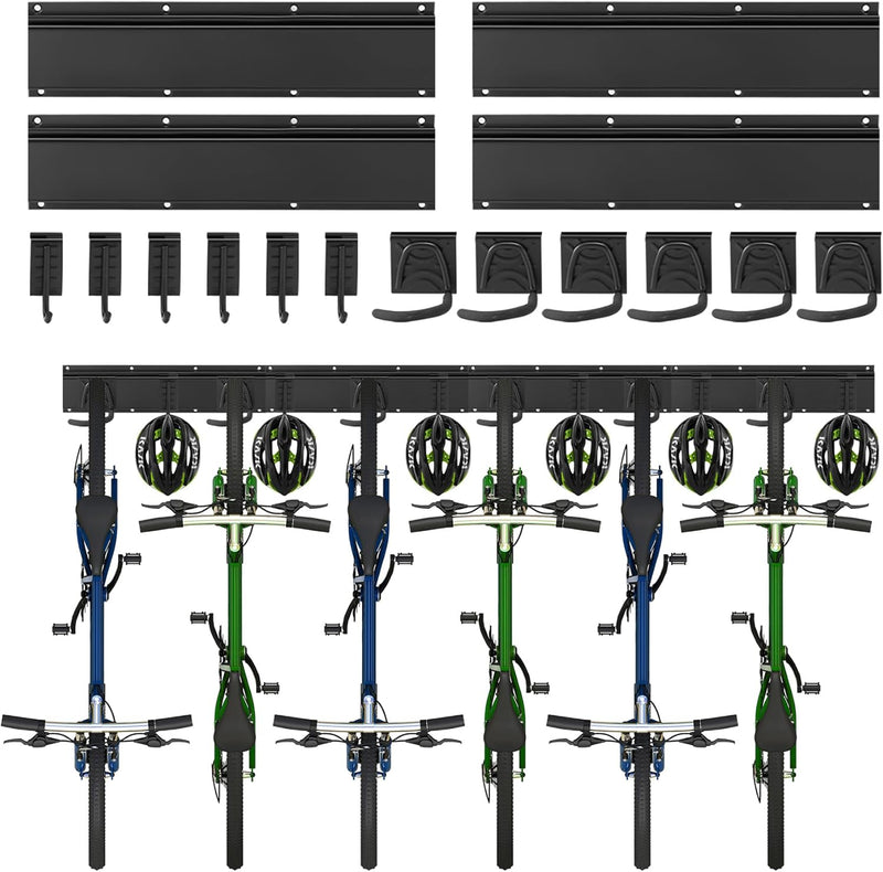 Sinoer Fahrrad-Fahrrad-Wandhalter, Fahrrad-Wandhalter für 6 Fahrräder, 6 Helme, Werkzeug-Aufbewahrun