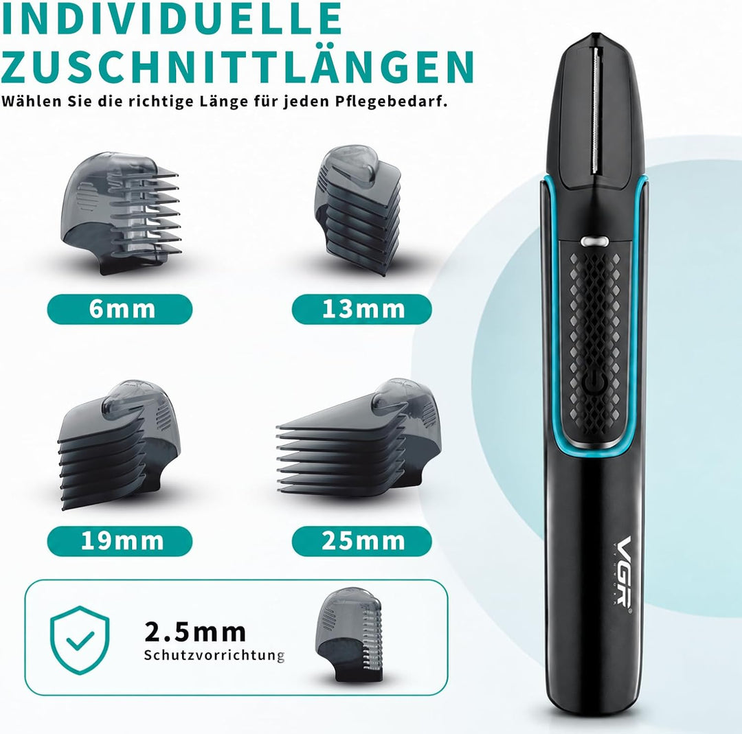 VGR 602 Kabelloser Körperrasierer Herren Mit V-Förmiger Schneidkopf, Body Groomer Men Mit Verlängeru