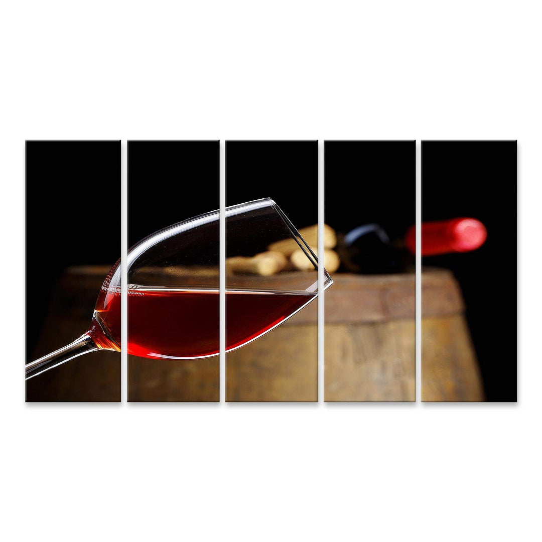 islandburner Bild auf Leinwand Glas Wein Mit Fass Bilder Wandbilder Poster, Leinwand 160x80cm - 5 Te