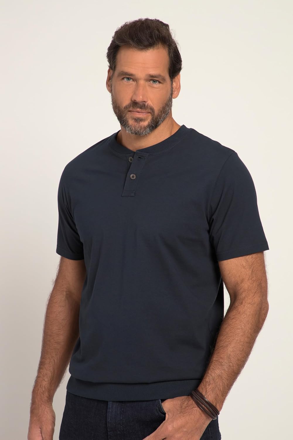 JP 1880 Herren grosse Grössen Übergrössen Menswear L-8XL Henley, Bauchfit, Halbarm, Rundhals, bis 8