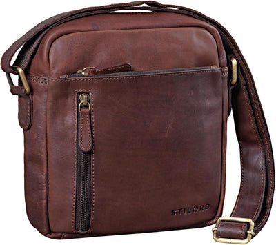 STILORD 'Benno' Leder Umhängetasche Herren klein für iPad 9,7' braun Vintage Herrentasche Messenger