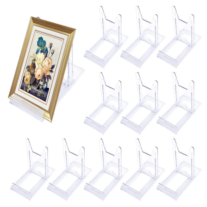 12 Stück Acryl-Tellerständer, Klar Telleraufsteller Verstellbar, Acryl Ständer Kunststoff Einstellba