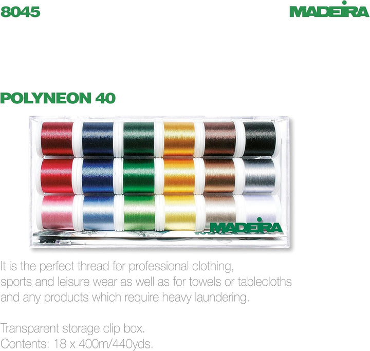 Madeira 8045 Stickbox Polyneon 18 Farben à 400 m A Einheitsgrösse, A Einheitsgröße
