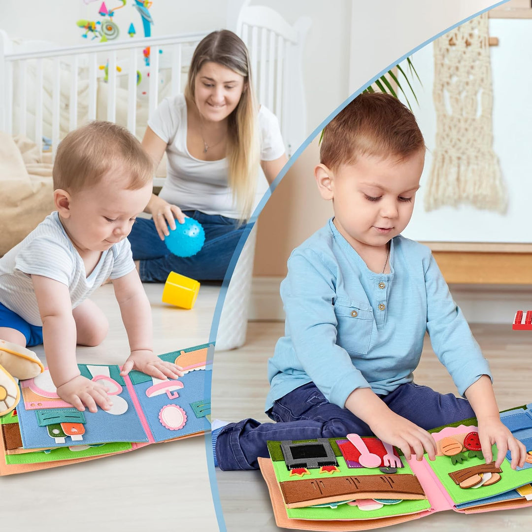 Quiet Book 2 Jahre | Babybücher aus Weichem Stoff Früh Lernen Lebenskompetenzen Lernspielzeug 3D Fil