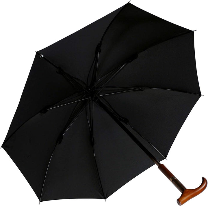 iX-brella Stützschirm höhenverstellbar mit Holzgriff - schwarz, Schwarz