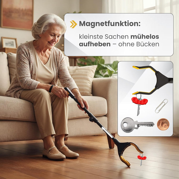 Greifzange für Senioren [80 cm] faltbarer Greifer zum aufheben | Reacher aus Aluminium | Müllzange 3