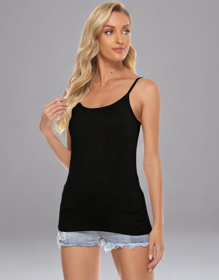 BQTQ 3 Stück Unterhemd Damen Basic Tank Top Ärmelloses Camisole Spaghettiträger Top mit Verstellbare