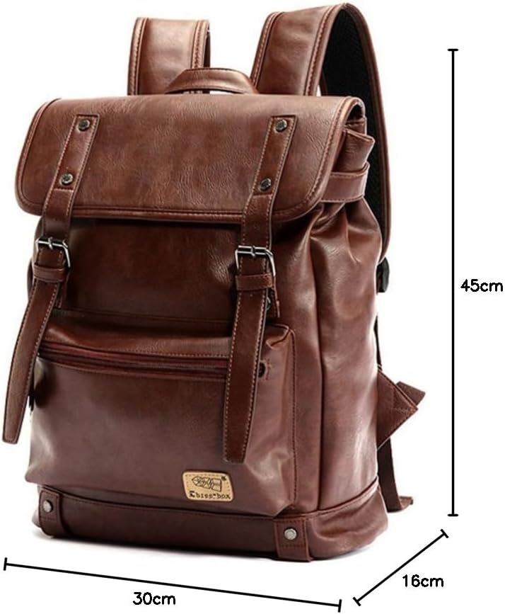 YFbear Daypacks Rucksäcke Kunstleder mit grosser Kapazität Vintage Schulranzen Schultasche Laptop-Ru