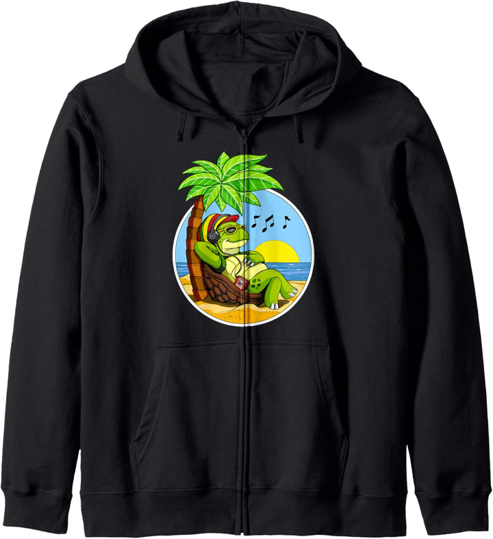 Schildkröte Hippie Sommer Strandurlaub Urlaub Komisches Kapuzenjacke