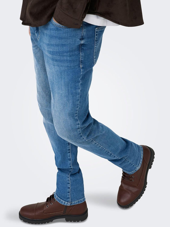 ONLY & SONS Male Slim Fit Jeans ONSLOOM Mid Rise Slim Fit Jeans 28W / 30L Medium Blue Denim, 28W / 3