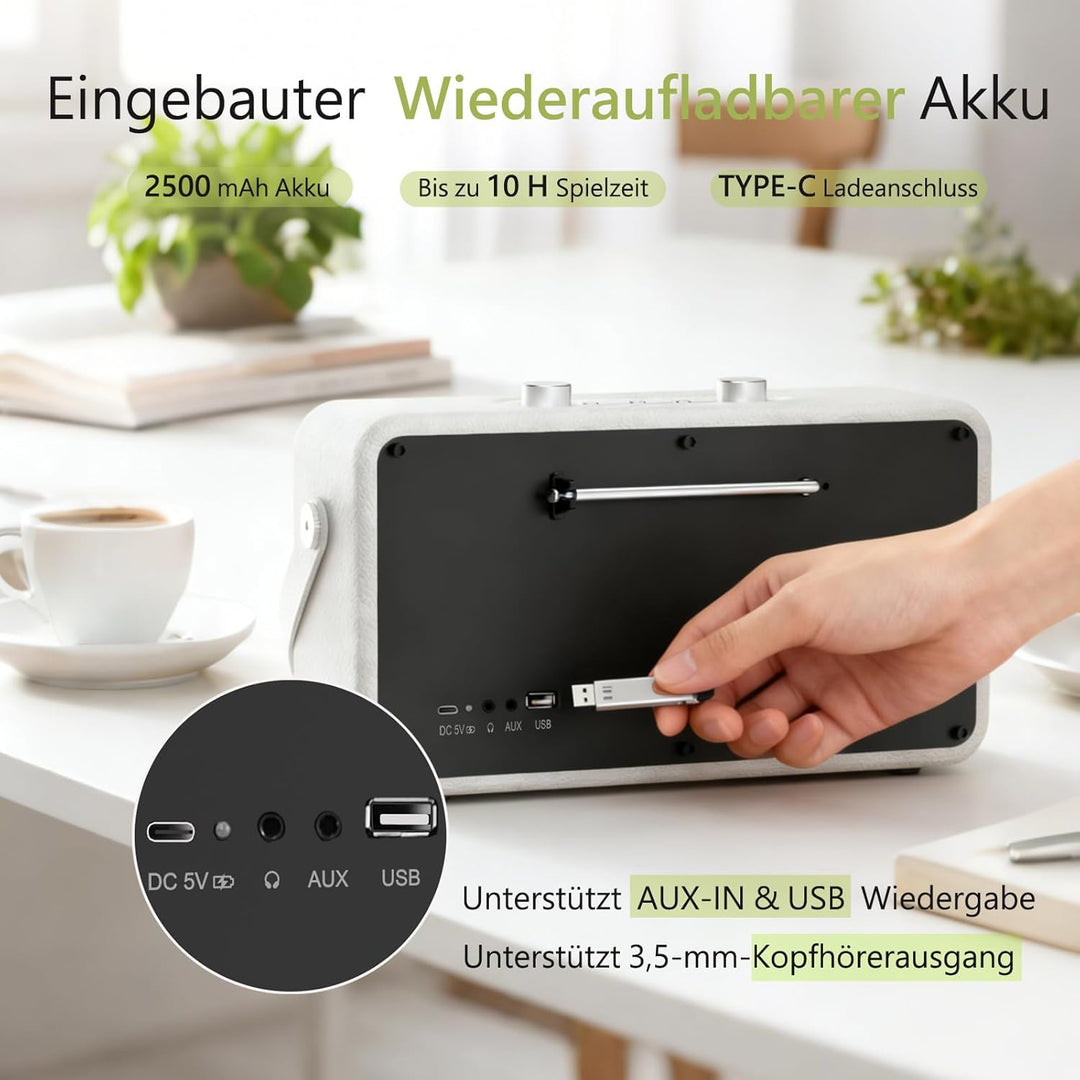 Vintage Leather Style Boombox CD-Player Tragbarer | Eingebaute wiederaufladbare Batterie| FM-Radio/B